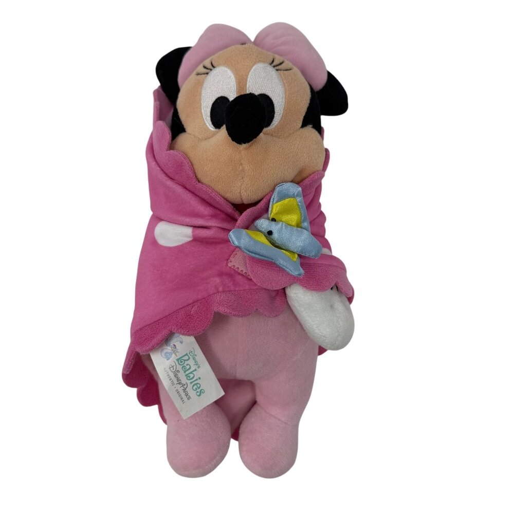 Disney Parks Babies Minnie Mouse Plush Pink Blanket Buddy Lovey Stuffed Animal‎
